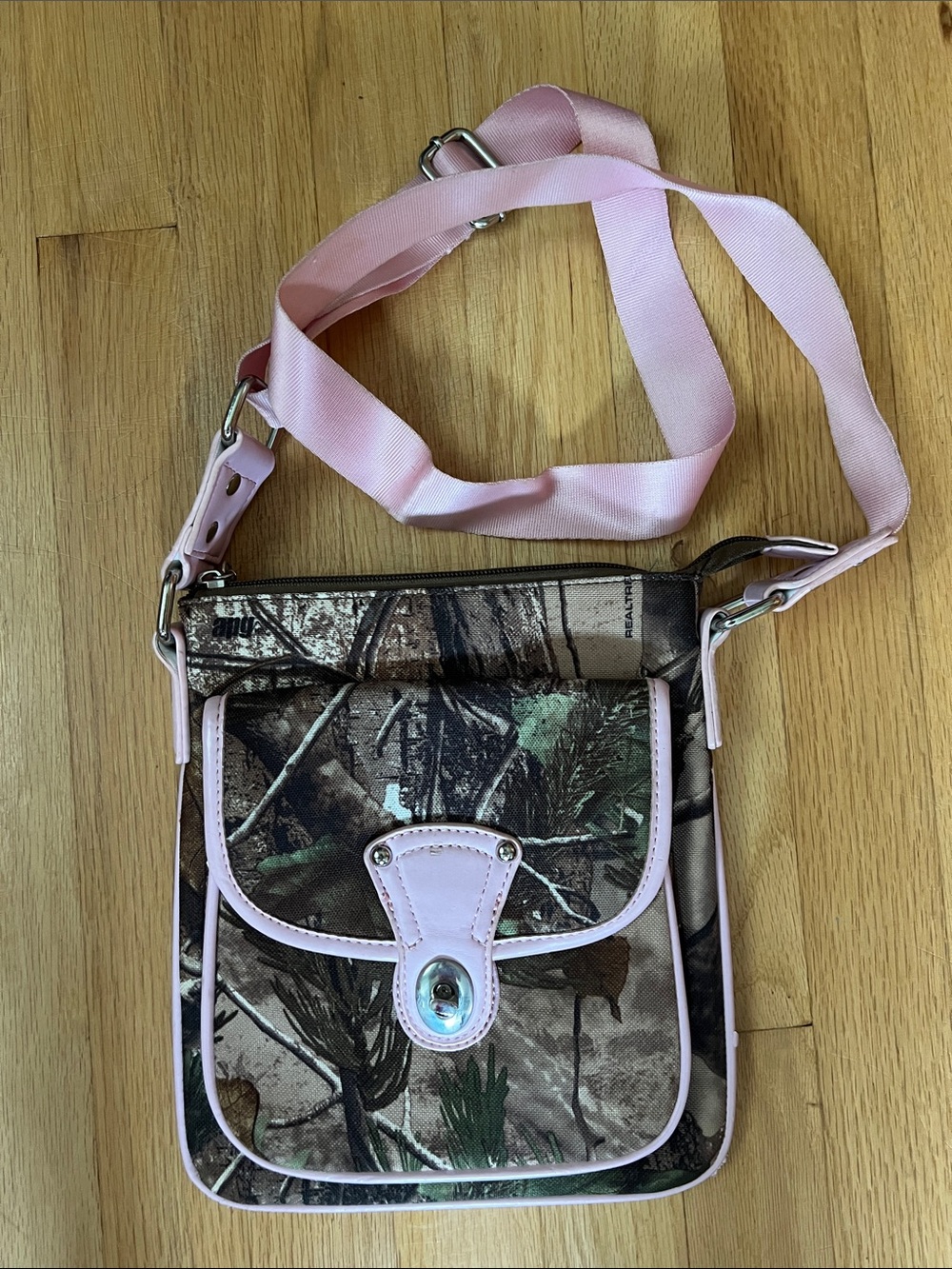 Pink Trim Camo Crossbody Bag